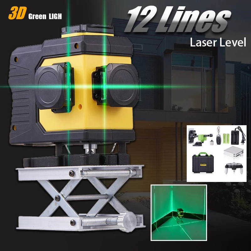 Level Laser-12 Line 3D Green Light 360 Horizontal Vertical Cross Laser Level Self-Leveling Measure Super Powerful Laser Beam
Level Laser-12 Line 3D Green Light 360 Horizontal Vertical Cross Laser Level Self-Leveling Measure Super Powerful Laser Beam