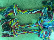 Cuerda de hueso trenzado duradera para mascotas, 1 Uds., Algodón Doble para perros y cachorros, juguetes suministros para mascotas, Color aleatorio