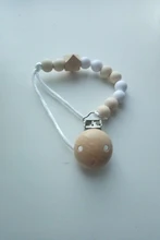 Clips para chupete de bebé, cuentas de madera, soporte para mordedor, chupete para recién nacido, chupete para la dentición, portabebés, Clips para chupetes