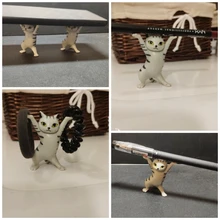 Soporte de pluma de gato japonés para decoración, estatua de Animal hecha a mano para decoración del hogar, regalo hecho a mano, cápsula de juguetes, caja ciega