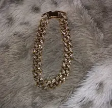 Tobillera de cadena de Metal gruesa para hombre y mujer, pulsera con diamantes de imitación, Color dorado y plateado, para pie cubano, joyería Punk Hip Hop Rock