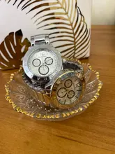 Reloj de cuarzo de marca de lujo para mujer, pulsera de acero inoxidable, resistente al agua