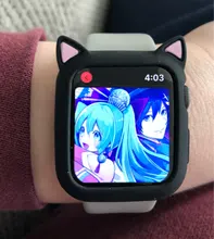 Funda protectora para Apple Watch 4, 5, 6 se, 40mm, 44mm, silicona suave con un dibujo animado, orejas de gato, iWatch Series 3, 2, 42mm y 38mm