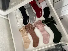 Calcetines de algodón para bebé, niño y niña, medias de hasta la rodilla para recién nacido, medias elásticas con lazo de algodón sólido para otoño e invierno, calentador de piernas de 0 a 3 años