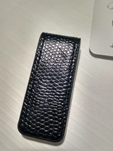 QOONG Clip de dinero Clip de sujeción de dinero portátil Slim de cuero billetera con Clip para billetes bolso bolsillo el dinero de Metal titular Bill Clip ML1-046