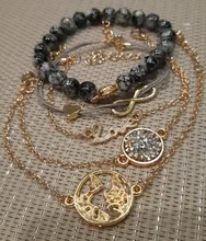 Boho DE LA TIERRA multicapa pulsera de corazón de amor de las mujeres de cristal de encanto cuentas de piedra colgante con forma de tortuga brazalete de oro brazaletes 5 unids/set joyería