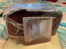 Bolsas de burbuja de papel de aluminio acolchadas, color oro rosa, para correo, autoadhesivo, 50 Uds.