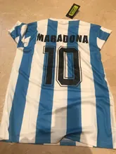 Maradona-Camiseta Vintage para hombre, Retro Azul, color blanco, 1986