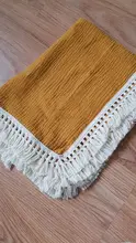 Manta de algodón con borlas para bebé, cubierta para cochecito de bebé, manta de muselina para recién nacido, gasa para el baño, colcha de muselina