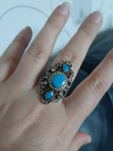 Kinel-joyería Bohemia para mujer, anillos de bronce antiguo para regalo, joyería Vintage, piedra de resina negra y roja, anillos étnicos turcos para mujer