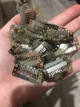 Alegría y belleza 40 unids/lote U rubia/marrón/Negro/plata/luz marrón Snap Clip para el cabello Peluca de extensión de 32mm