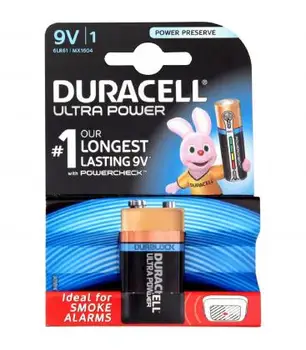 Battery Duracell original battery Alkaline Hip Flask LR61 ULTRA POWER 9V blister 1X Unit
Battery Duracell original battery Alkaline Hip Flask LR61 ULTRA POWER 9V blister 1X Unit