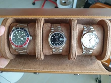 Estuche De Viaje de reloj y rodillo con 3 ranuras, caja de almacenamiento de reloj con pantalla de cuero Vintage portátil elegante con deslizamiento