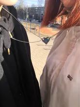 17KM-collar Punk de 2 uds. Para parejas, corazón de amor, para amantes, mujeres y hombres, collares de Amistad Lego, regalos de San Valentín, joyería