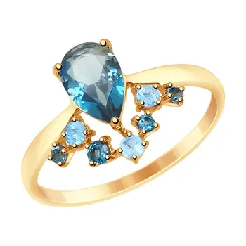 Sokolov gold ring with blue and blue topaz, fashion jewelry, 585, women's male
Sokolov gold ring with blue and blue topaz, fashion jewelry, 585, women's male