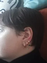 Pendientes de aro pequeños para mujer, de Plata de Ley 925, color blanco, negro, verde, morado, CZ, joyería minimalista