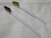 ZtDpLsd-cepillo de dientes de limpieza de alambre de latón, herramienta de extracción de óxido de mano para tallado Industrial, alambre de cobre DuPont, mango de plástico blanco, 1 unidad