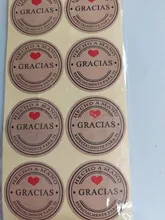 100 unids/lote Kraft Gracias español Etiquetas de Gracias pegatinas hecho a mano paquete sobre sello etiqueta Scrapbooking adhesivo de papelería