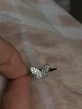 ANENJERY-anillo mariposa abertura para mujer, de Plata de Ley 925, Simple Flash, CZ, personalidad, viento fresco, regalo de San Valentín, S-R346