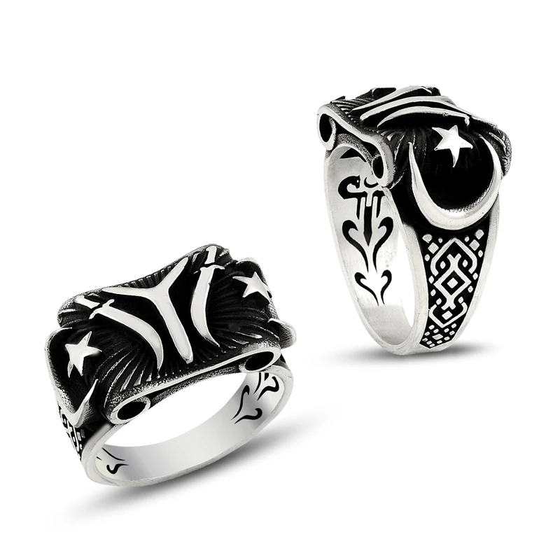 

925 Silver Traditional Moon Star Kayi Rings for Men