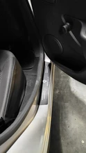 Calcomanías de cuero para umbral de puerta de coche, para protector antipolvo para renault, clio captur megane 2, placa de umbral de puerta de coche, cubierta de Pedal, accesorios de coche, 4 uds.