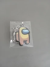 LLavero de estilo metálico con dibujos animados de AmongUs para coche, decoración para llaves, regalo de Navidad, tamaño pequeño de 4CM