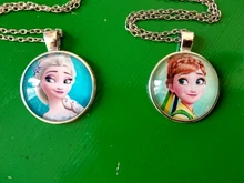 Invierno princesas Elas Anna regalo de vidrio redondo de cristal cabochon plata plateado/colgante de cristal collar de la joyería para regalo