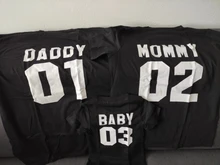 Ropa a juego para la familia, Camiseta de algodón con aspecto familiar, camisetas con estampado de letras divertidas de papá mamá chico y bebé, Tops con números para verano
