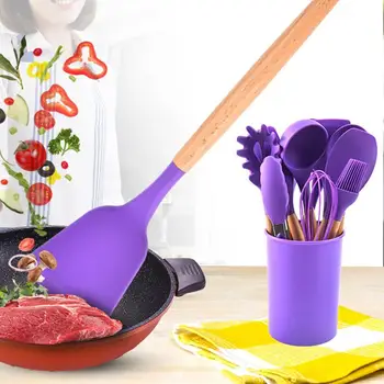 11pcs/set Wooden Handle Silicone Kitchenware With Storage Bucket Kitchen Utensils Cooking Spatula Spoon Cooking Tool
11pcs/set Wooden Handle Silicone Kitchenware With Storage Bucket Kitchen Utensils Cooking Spatula Spoon Cooking Tool