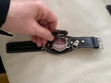 Reloj de pulsera de cuarzo con correa de cuero para hombre, cronógrafo Steampunk con tapa de Calavera, con cadena, 2019
