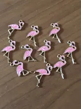 10 Uds. De dijes de esmalte de ardilla y flamenco de aleación a la moda, colgante de joyería hecha a mano para collar y pulsera