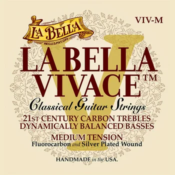 VIV-M string kit for classical guitar, carbon/silver plated, medium tension, La Bella
VIV-M string kit for classical guitar, carbon/silver plated, medium tension, La Bella