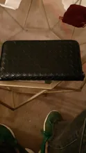 Cartera de cuero tejida larga para hombre y mujer, bolso de mano de marca de lujo, cartera sencilla a la moda, 100% de gran capacidad de piel de oveja