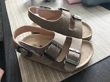 Sandalias de cuero de chicas para niños, zapatos de playa, antideslizantes, informales, suaves, para niños de 2 a 12 años, verano, 2021