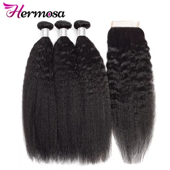 Hermosa Kinky Straight Brazilian Hair Bundles With 4x4 Lace Closure 100% Remy Human Hair Extensions 3 Bundles With Closure
Hermosa Kinky Straight Brazilian Hair Bundles With 4x4 Lace Closure 100% Remy Human Hair Extensions 3 Bundles With Closure
