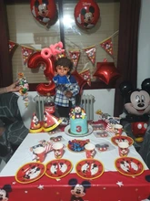 Suministros de fiesta con imagen de Mickey Mouse para niños, decoración de fiesta de cumpleaños, globo colgante, suministros de hombro para bebé, nacimiento