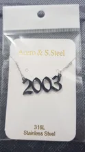 Collar de acero inoxidable con número de año para mujer y niña, Gargantilla con letras del 1987 al 2010, regalo de cumpleaños