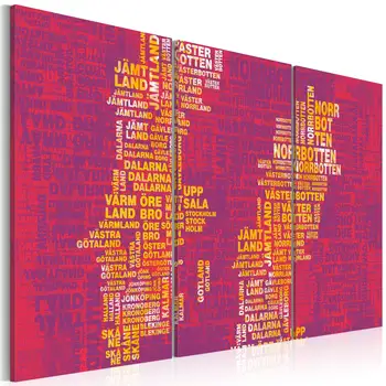 Picture-map of Sweden (pink background): Triptych-60x40 cm
Picture-map of Sweden (pink background): Triptych-60x40 cm