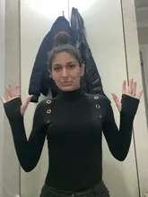 Rockmore-body gótico negro de manga larga, mono cuello alto para mujer, mono ajustado para mujer, ropa de calle para invierno