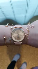5 unid/set nueva moda mujer relojes ronda números arábigos, reloj de cuero de las mujeres Vestido Mujer relojes de lujo reloj de pulsera conjunto