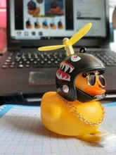 Decoración de pato amarillo pequeño para bicicleta de montaña, embellecedor de bicicleta de carretera con tira de luz fija, casco de manillar de motocicleta, viento roto