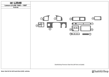 Interior trim for Lexus LX 450 1995-1997. Set L2548.
Interior trim for Lexus LX 450 1995-1997. Set L2548.