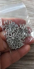 15 Uds Charms conector de flor 25x19mm ajuste para hacer colgantes antiguos, color plata Vintage bronce tibetano, joyería artesanal DIY