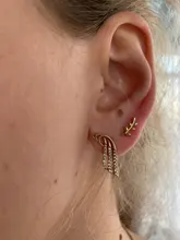 Pendientes de plata de ley 925 estilo europeo para mujer, aretes de oro de 14k para mujer, hoja de rama de olivo sencilla, joyería para estudiantes
