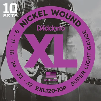 Exl120-10p nickel wound strings for electric guitar, super light, 9-42, 10 sets, D'Addario
Exl120-10p nickel wound strings for electric guitar, super light, 9-42, 10 sets, D'Addario