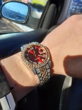 ALLICEONYOU-relojes de circonia cúbica, pulsera de diamantes de alta calidad, de acero inoxidable, Color oro nuevo y plateado, a la moda, Hip Hop, para regalo