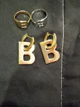 Anillo con apertura ajustable iniciales del nombre para mujer, ancho hueco, grueso, letras de A-Z, 3 colores, Metal, alfabeto, fiesta, joyería