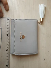 PURDORED 1 Pc lindo mujeres cartera Tarjetero de cuero Mini borla corta pequeña cartera monedero de mujer señoras tarjeta caso Tarjetero