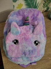 Mochilas de escuela para niñas, morral de felpa con bonito dibujo de unicornio para guardería
