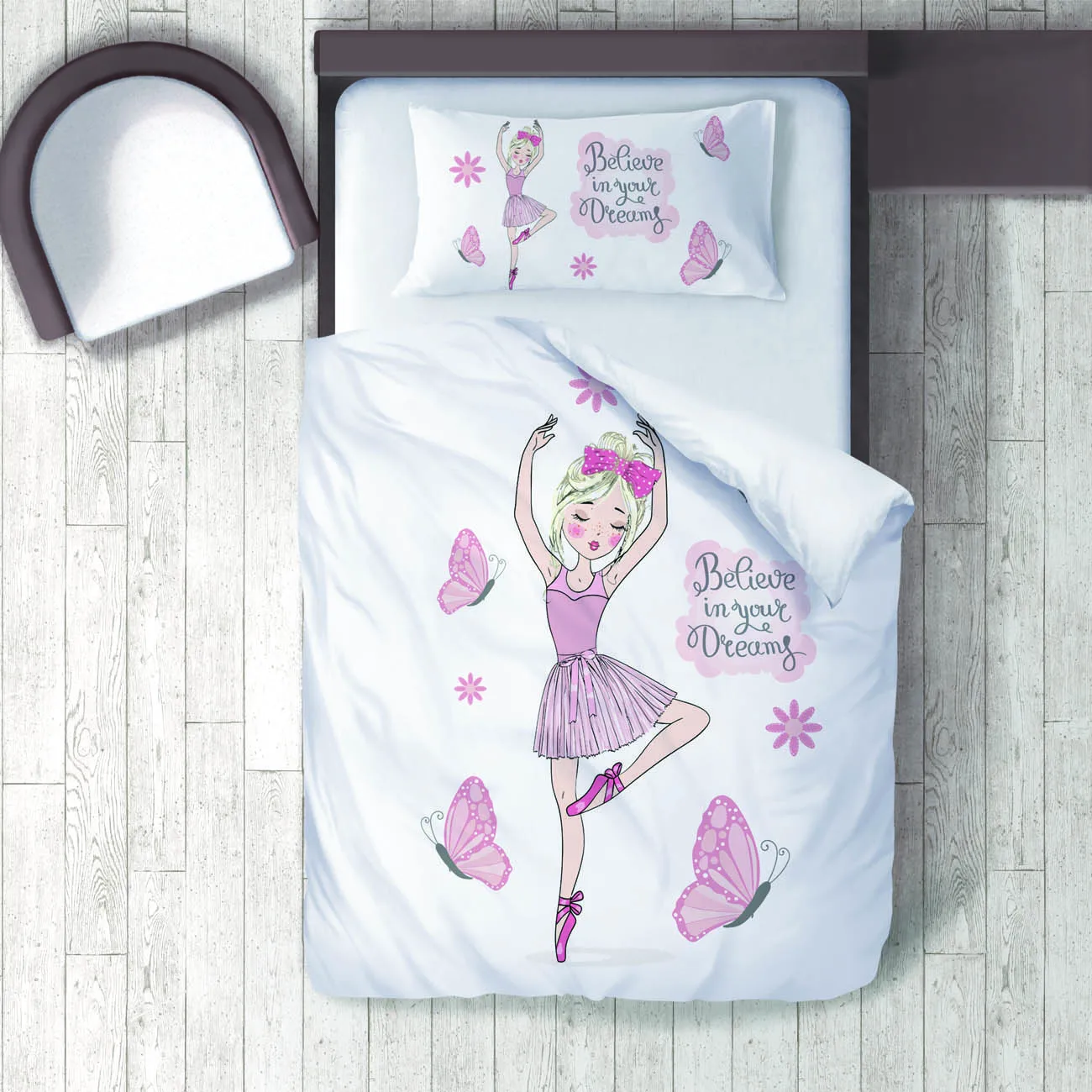 

Duvet Cover Set Bedding Set Pillow Case for Baby and Kids Room 3D Printed Pink Dream Ballerina Model 155
